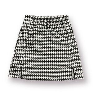 Olivia Rae NY Houndstooth M-Slit Black and White Mini Skirt